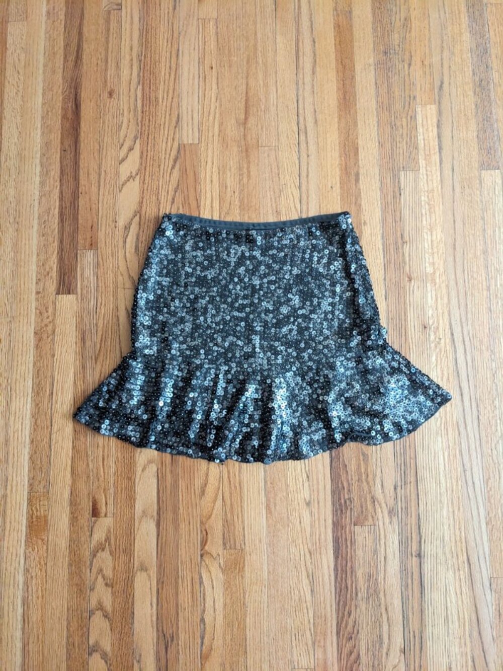 Zara sequin gray mini skirt with ruffled hem